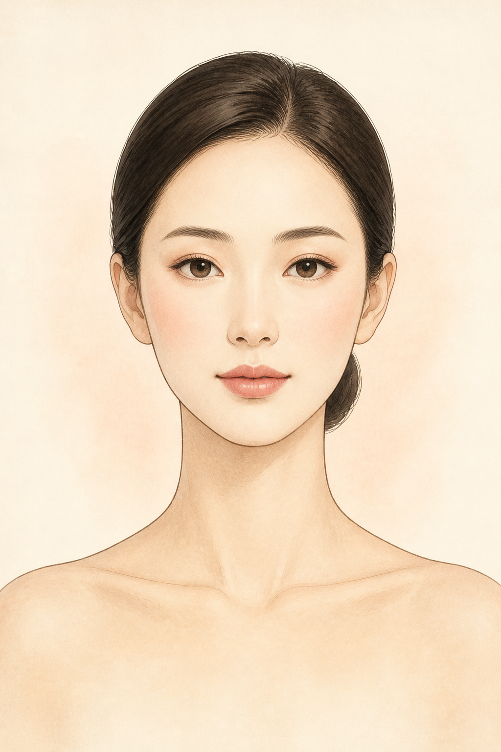 顔、首、肩の学習エリアを示すイラスト